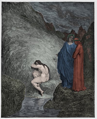 Inferno, Canto 30: Myrrha, condemned for incest (illustration from The Divine Comedy) by Gustave after Dore